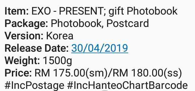 KGroupOrderMY's tweet photo. [MY GO/RT @kpop_pers]

#EXO - PRESENT; Gift Photobook
Price: Rm 175.00(sm)/RM 180.00(ss)
#IncPostage #IncHanteoChartBarcode

To order: https://t.co/9U7Jvj71y9 https://t.co/ejafgiZ6nP