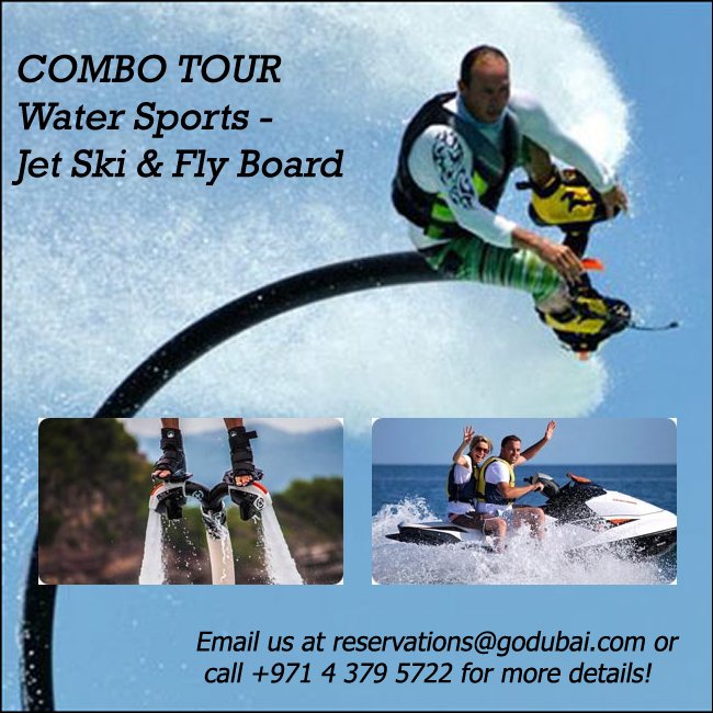 Dubaiprnetwork's tweet image. COMBO TOUR! Water Sports - Jet Ski &amp;amp; Fly Board!
For bookings email us at reservations@godubai.com or call +971 4 379 5722 for more details!
#funadventure #familyadventure #godubaipromo #promotours #touroffers #lowestoffer #tourpromotions #godubaitours #adventure #dubaiprnetwork