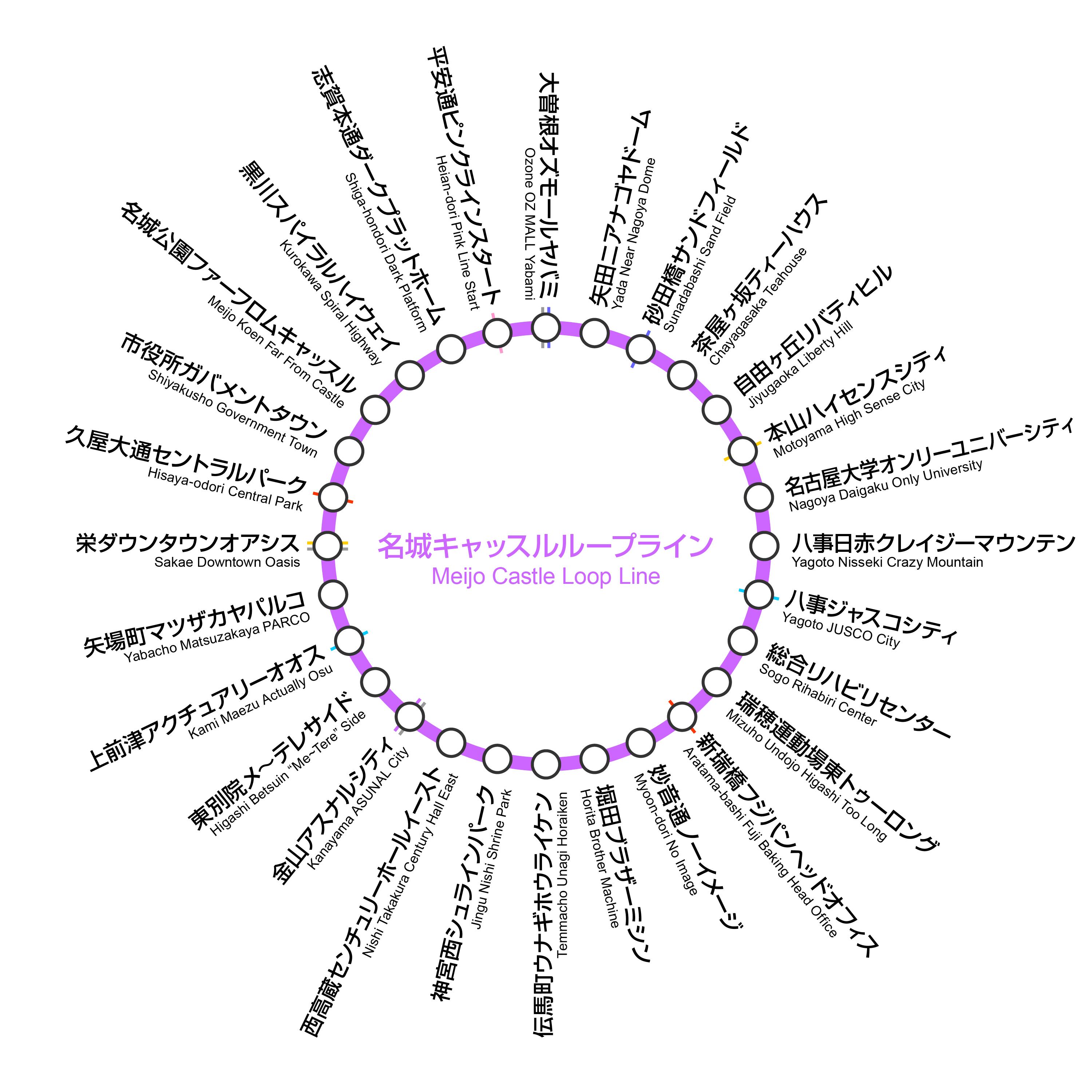 カオストレイン 山手メトロポリタンループラインを見習い 名古屋は名城線改め名城キャッスルループラインの路線図です ご査収ください T Co N3cryjxzwz Twitter