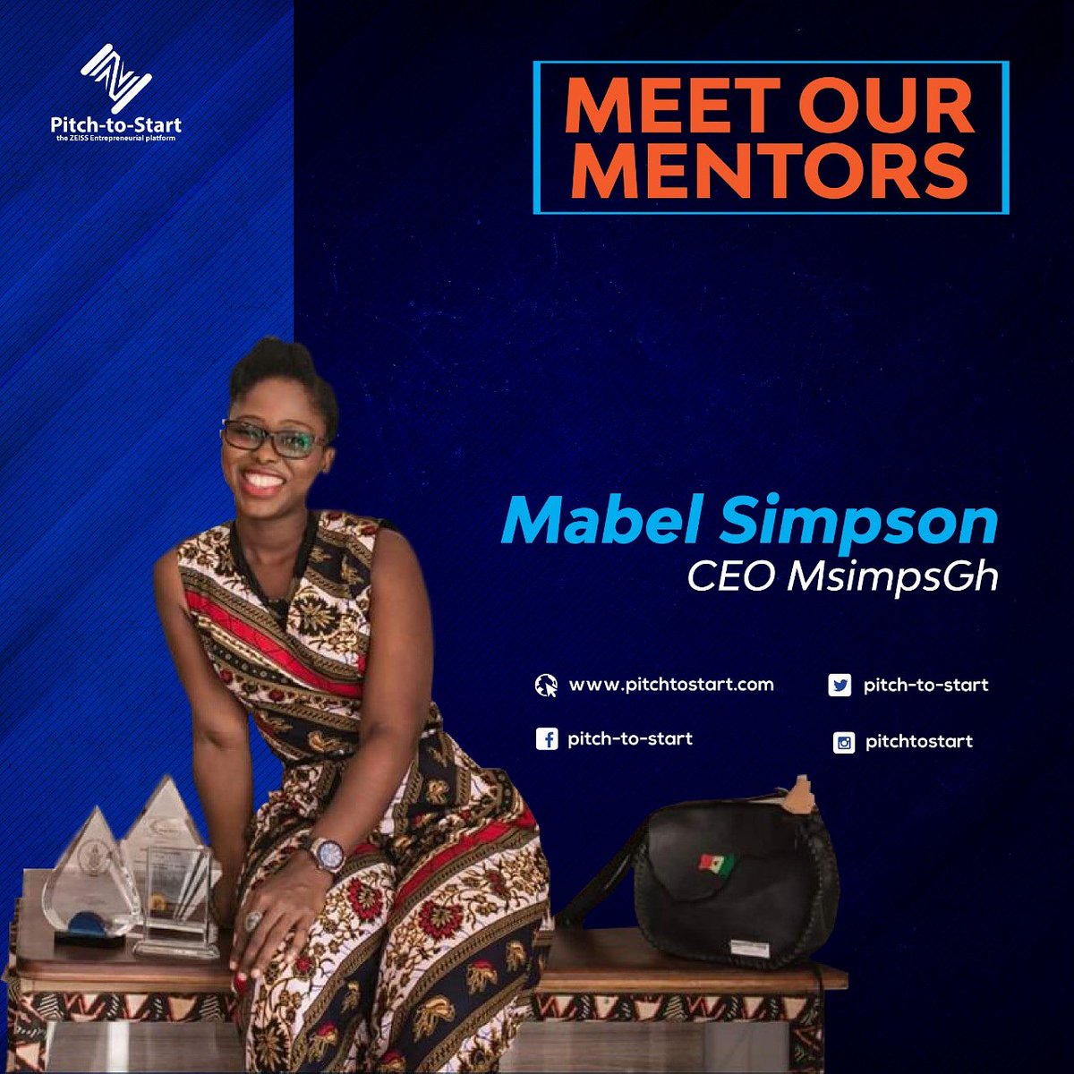 pitchtostart's tweet image. We&apos;re glad 😉  to announce Mabel Simpson, CEO of @msimpsgh takes the first Meet The Mentors session.  
#AreYouReady
#MentorMeet
#Mentors
#entrepreneurship #startup 
#success 
#pitchtostart #entrepreneur #entrepreneurs #entrepreneurlife
#ideas 
#africa