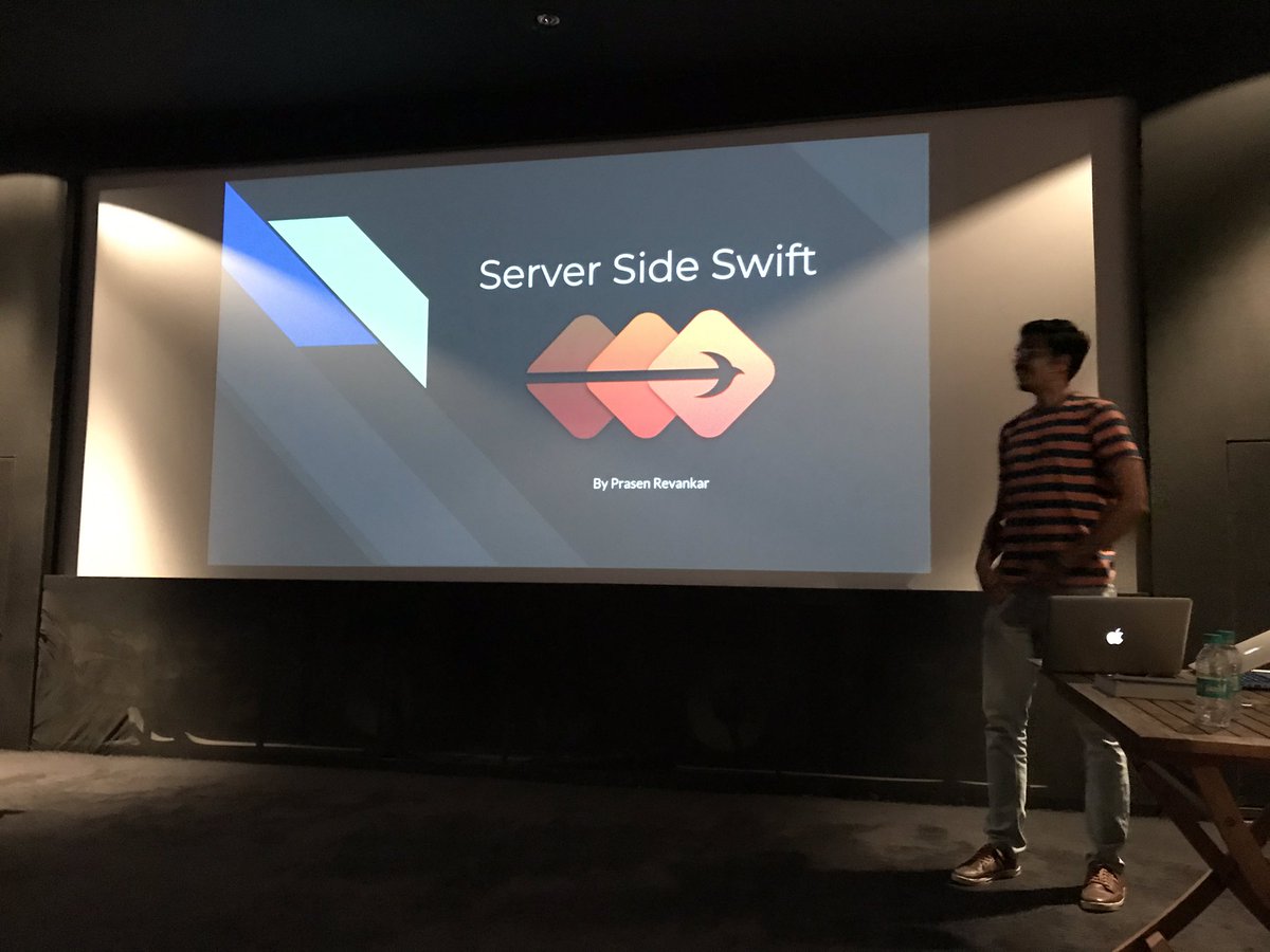 iamsidd's tweet photo. Prasen giving talk on Server Side Swift 🙌 https://t.co/FBjEPPHM42