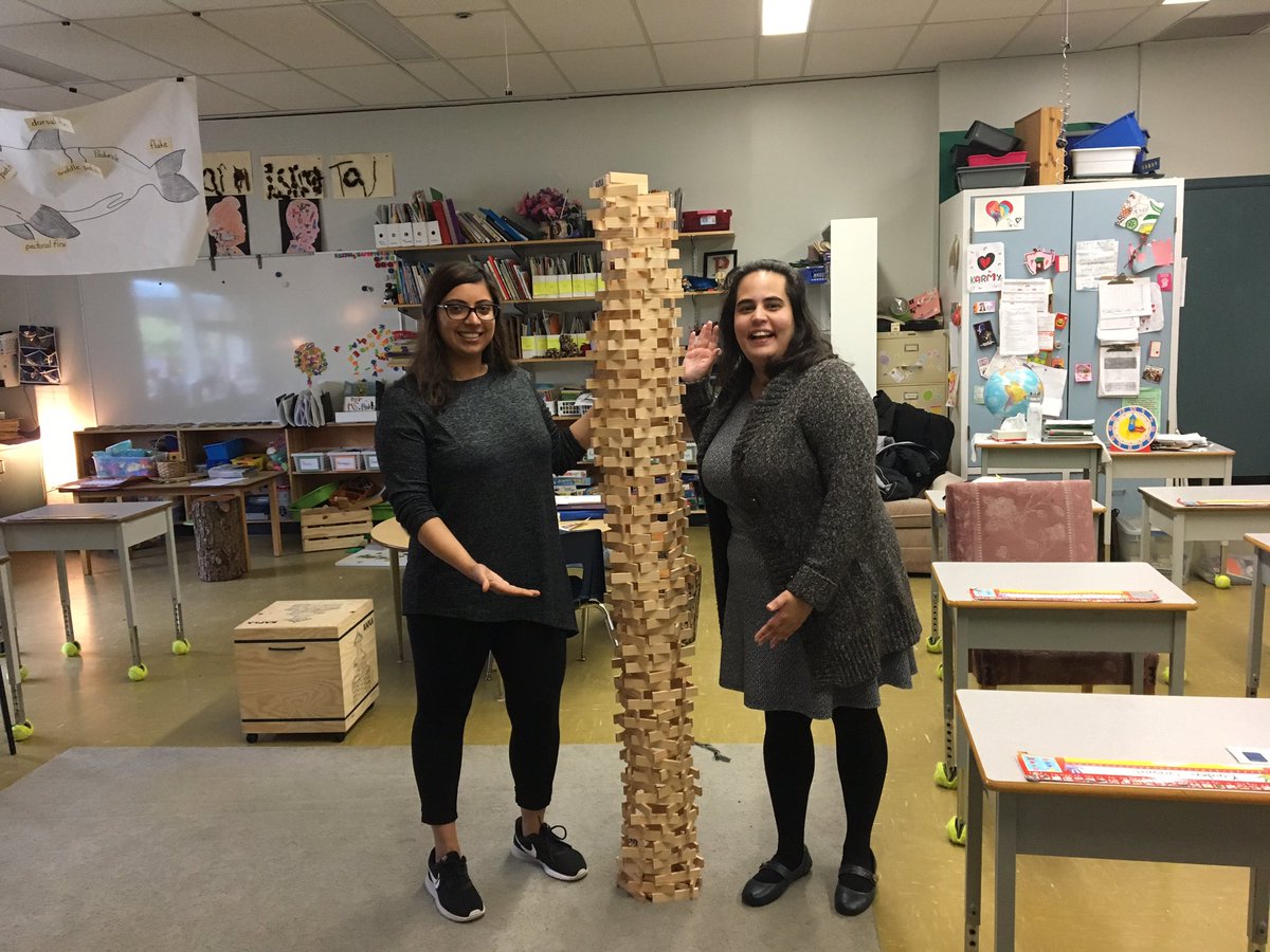 Ms_Sanghera's tweet photo. Highlight of the week - @m_porterbc and I spent the afternoon building a Kapla blocks tower! .... Just Kidding! Our grade 2’s amazed us with their architecture skills! #TakingRisks https://t.co/U3j5FulWaj