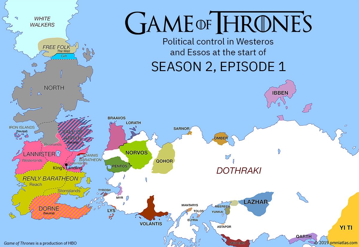 omniatlas's tweet photo. Game of Thrones: Maps of political control in Westeros and Essos at the beginning of season 2. https://t.co/1WLXeknOVC #gameofthrones #got #gotfinale #asoiaf #gotmap #gotmaps #gameofthronesmap #gameofthronesmaps #westeros #essos #hbo #housestark #kinginthenorth #gotseason2 https://t.co/jzqNmEhQ9I