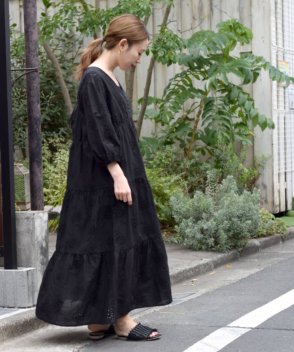 W Closet New Arrival カットワーク刺繍ティアードワンピース Color オフホワイト グリーン ブラック Price 5 900 Tax 店頭 オンラインショップに入荷 T Co Pjvy6vrzli T Co E2nn1rfztw