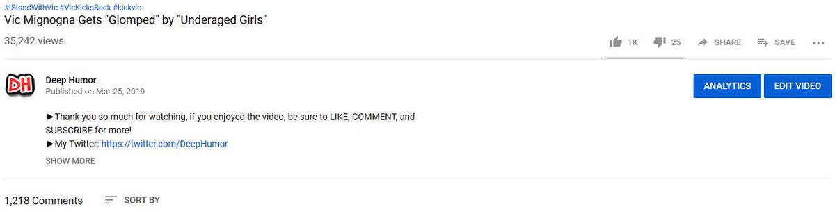 DeepHumor's tweet photo. 35,000 views, 1000 likes, and 1000 comments, holy crap man. Thank you all so much! #istandwithvic #MonicaRial #vicmignogna #VicKicksBack #kickvic #FearTheBeard  #Kamehacon #kamehacon2019 #firemarchi #WeStandWithVic #firemonicarial https://t.co/4fMs5qrLZC