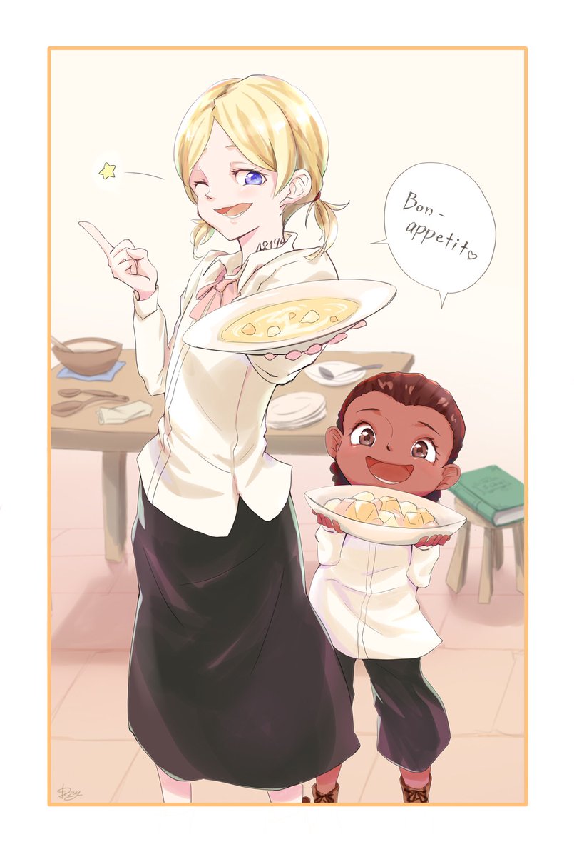 どりー アンナ ジェミマ ボナぺティ レイにお料理教えてもらったであろう2人を描いた 約束のネバーランド 約ネバ