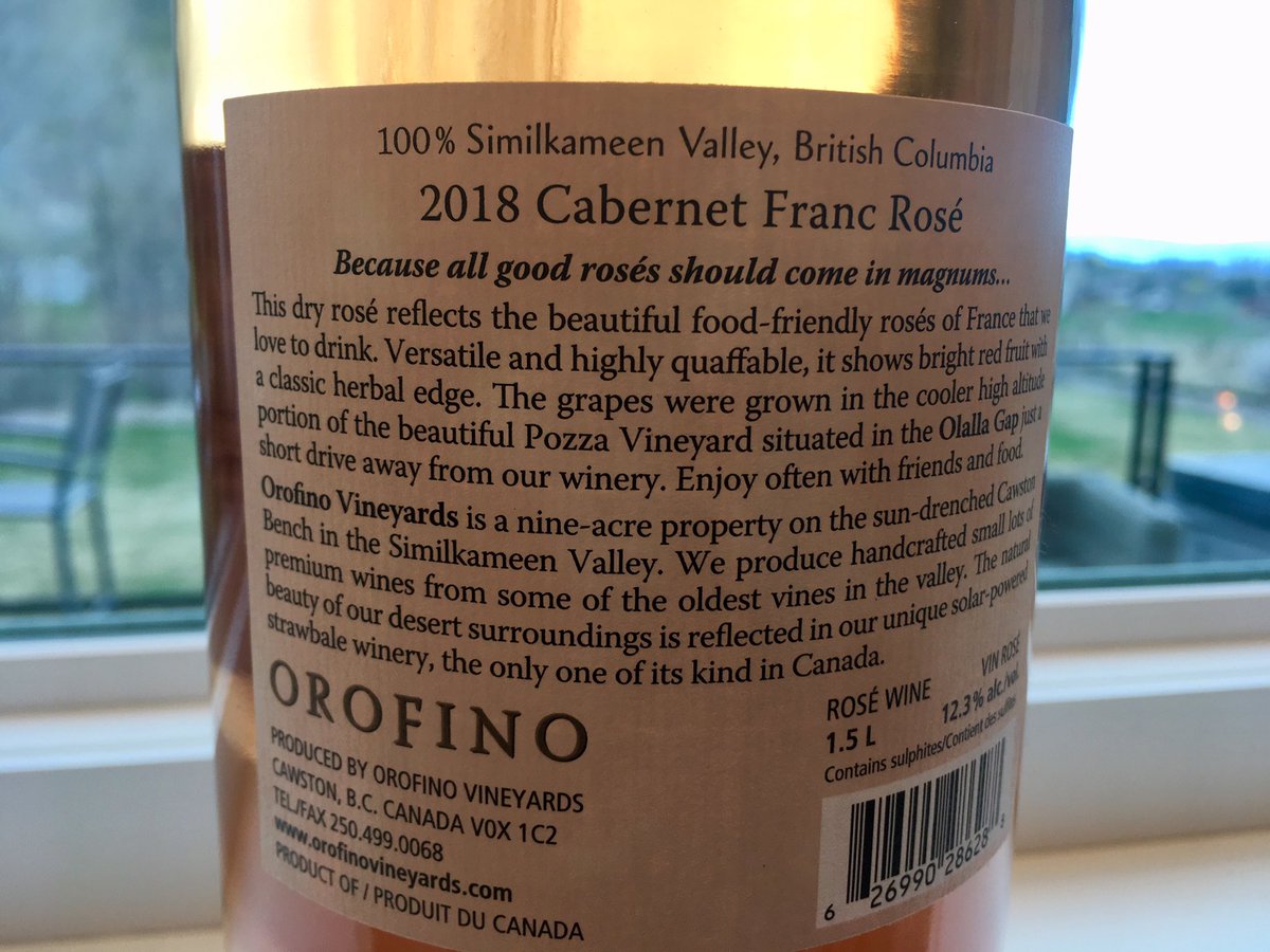 Not *just* one of the best #bc wine bargains but one of THE most delicious rosés out there. All hail the <a href="/OrofinoWinery/">Orofino Winery</a> magnum. $40. Savoury, fresh and berry-fruit-y and just THE BEST this is #DangerouslyDrinkable #YesIboughtACase