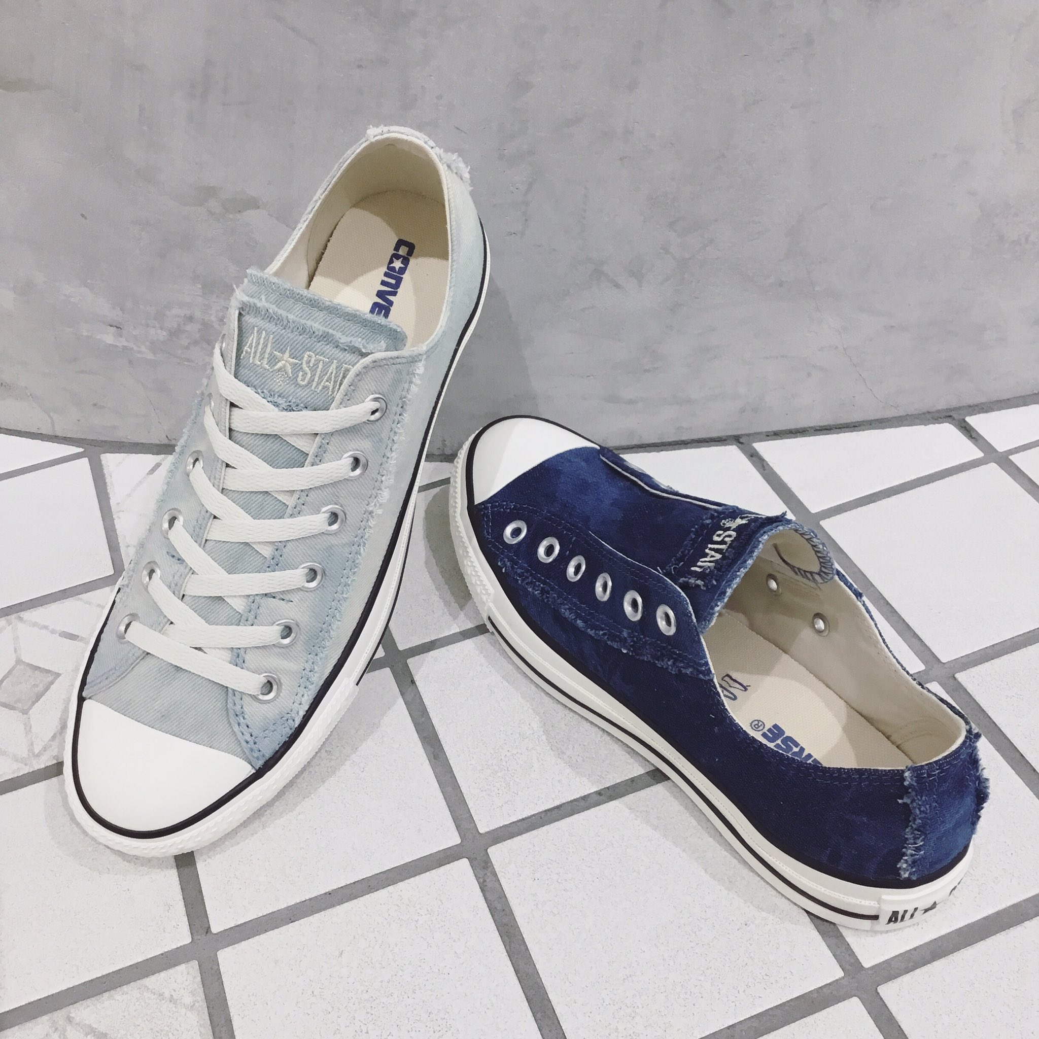 All star wornout hotsell denim slip ox