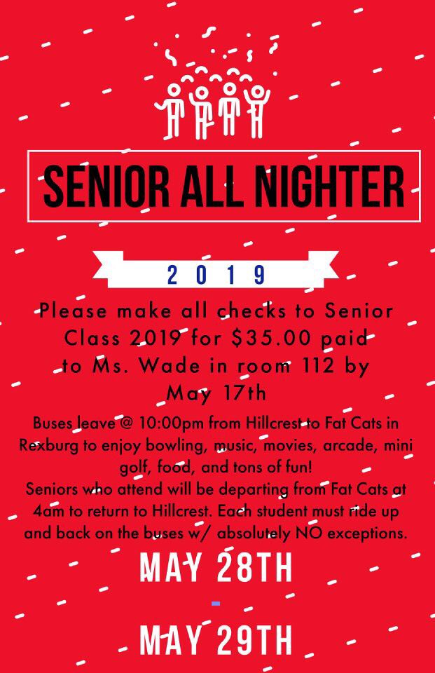 HHS_SENIORS19's tweet photo. RETWEET to get the word out!!! Go buy your all nighter tickets https://t.co/LSB4KtZn81