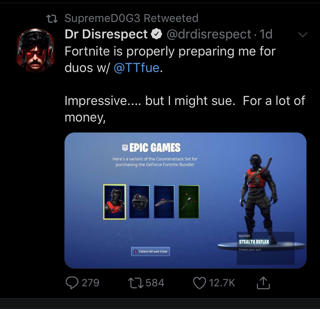 1 reply 0 retweets 3 likes - dr disrespect fortnite name