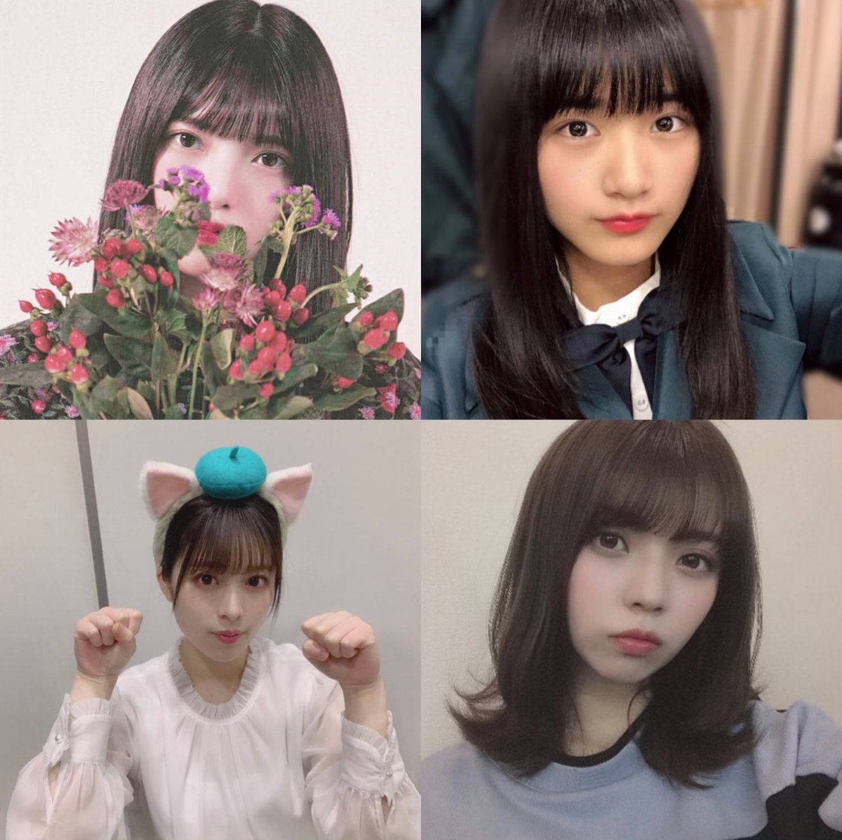 そばかすちゃん 欅坂46 前髪研究 最近の前髪を研究 1 ぱっつん 短めでブローのみかな 2 斜め 前髪 くるんと塊で巻いて固める 3 斜め前髪 量少なめ短めで巻くのは毛先 ブローのみ 4 その他 センター分け 重め 少なめ透け感束感重視