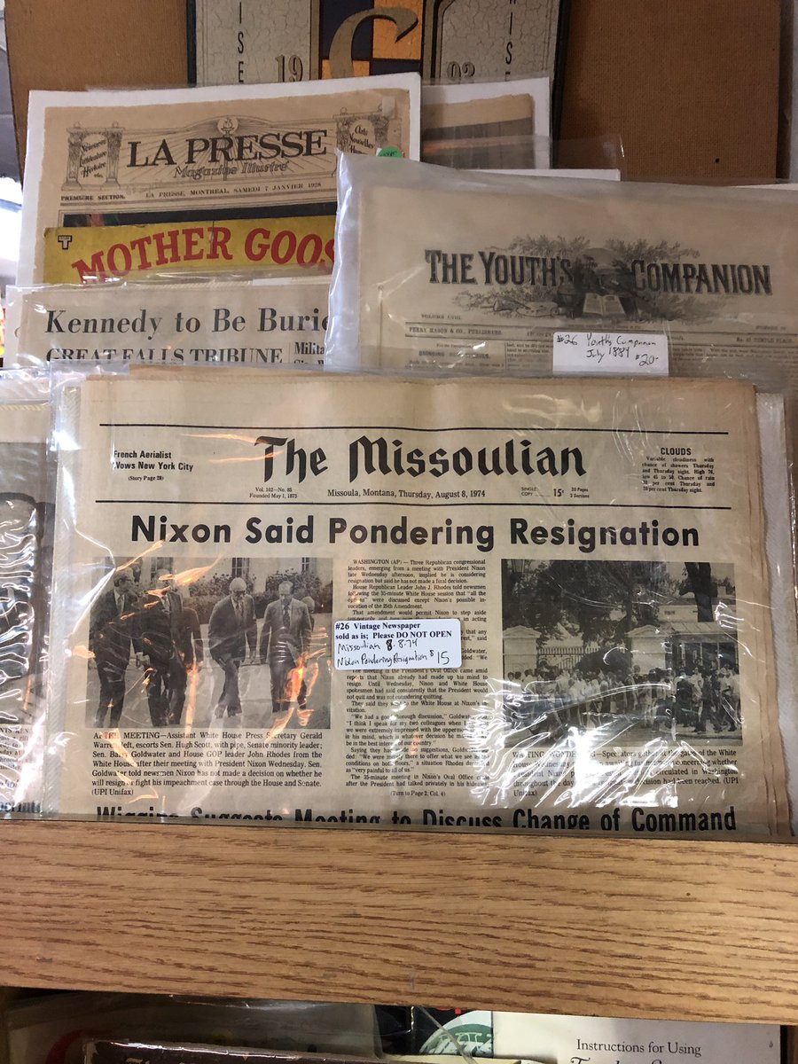 sassyair's tweet image. Today’s antique mall find...8/8/1974. Please make #historyrepeatitself 
#fiveletterwords
Swap out #Nixon for #Trump...PLZ?!