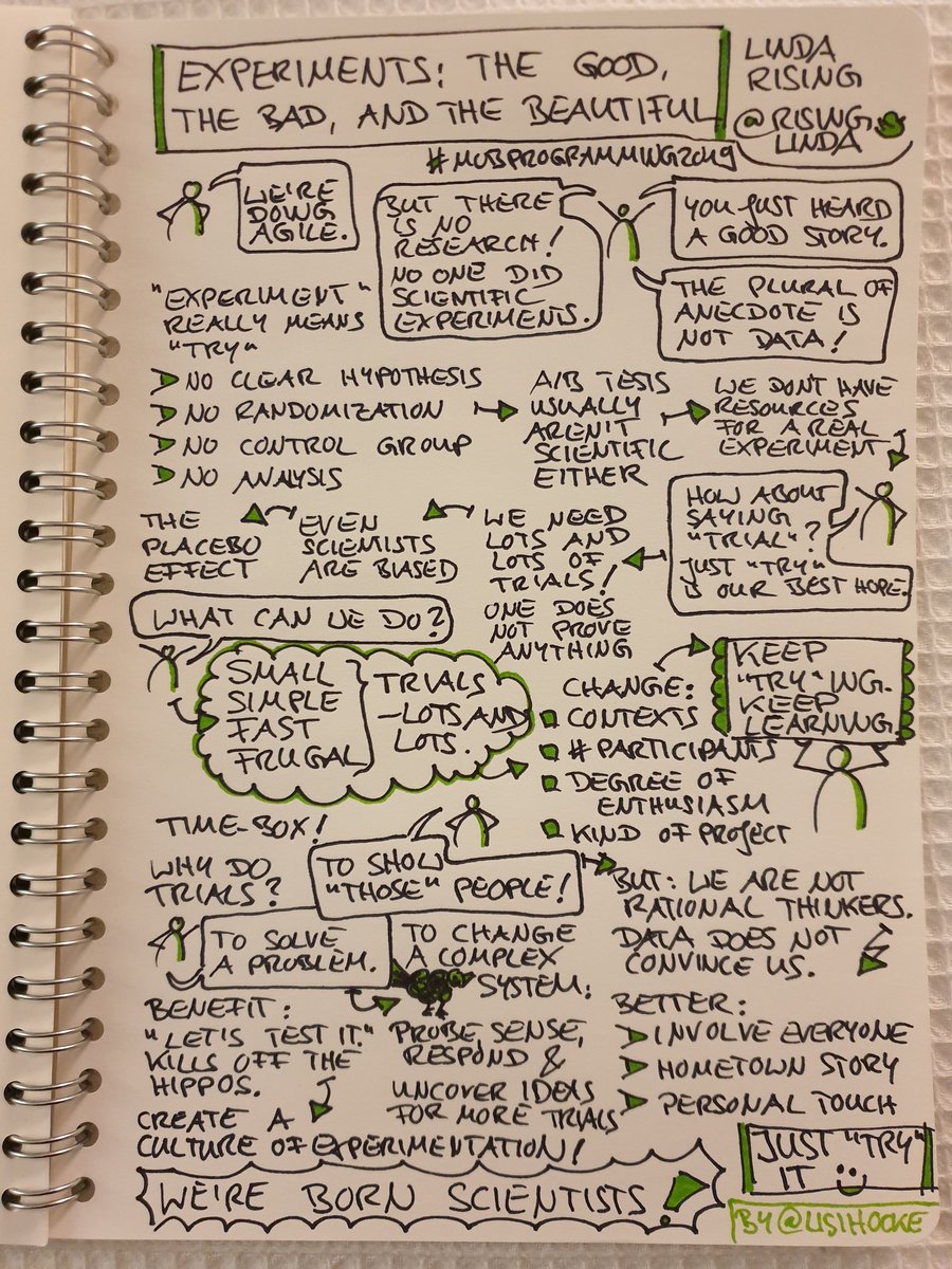 lisihocke's tweet image. &quot;Experiments: the Good, the Bad, and the Beautiful&quot; by @RisingLinda #MobProgramming2019