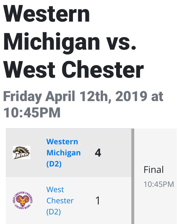 WMURollerHockey's tweet photo. 🚨 UPSET ALERT 🚨

@NCRHA 
@MCRHL 
@WesternMichU 

Broncos upset #1 seed West Chester University in the Round-of-16! 

For the first time ever in our programs history we are ELITE 8 BOUND!!!! 

⏰: 6:00PM
📍: Bill Grays Regional Iceplex
📺: https://t.co/PbBgbbenus https://t.co/NwyzcFrnUW