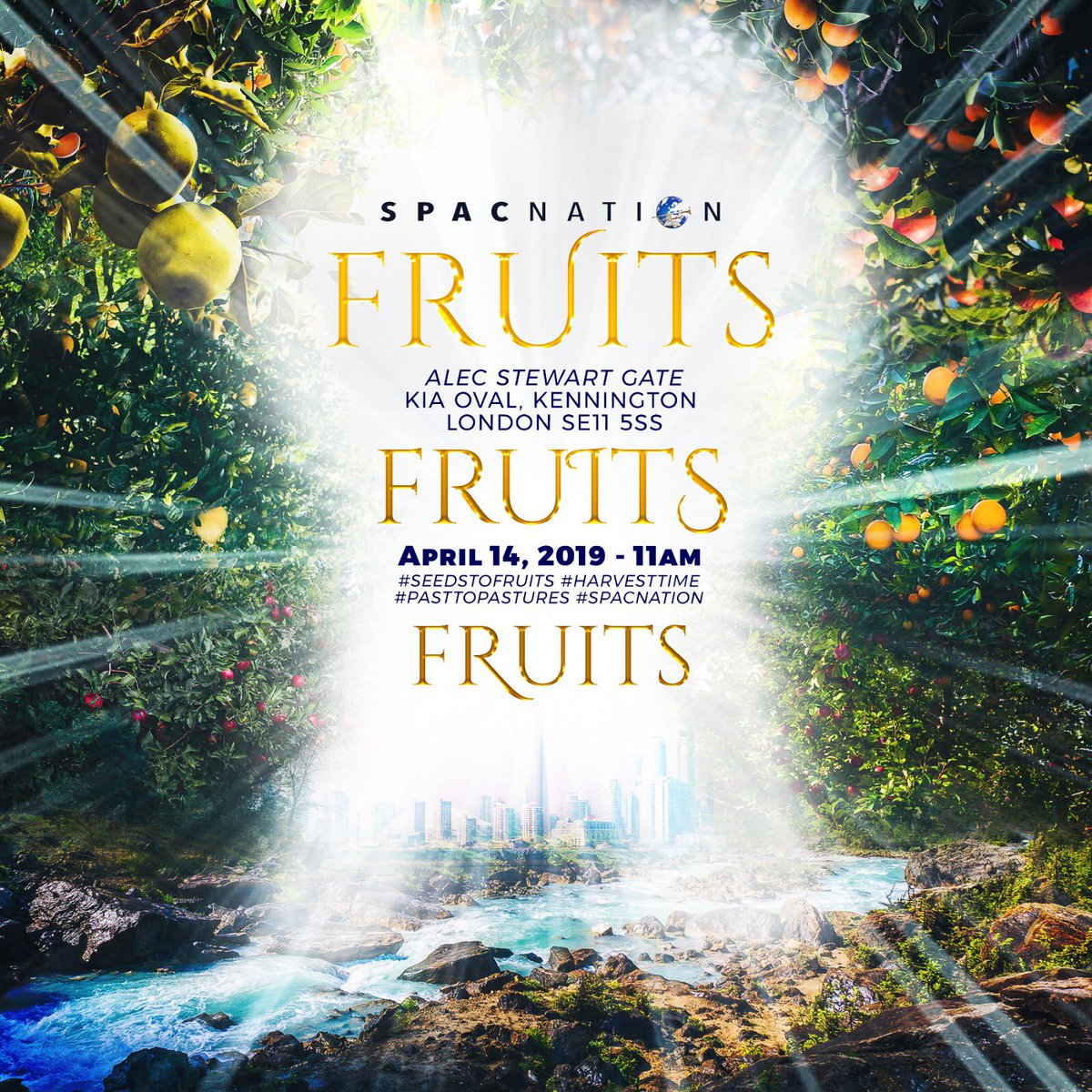 SPACNxtion's tweet photo. Less than 24 hours before the ULTIMATE service titled; “Fruits, Fruits, Fruits” 🍇🍎🍋
Get your google maps or waze out NOW❗️
📍Oval Kia
Alec Stewart Gate Entrance
Kennington
SE11 5SS
From 11.00am ⏰
#SeedsToFruits #PastToPastures #HarvestTime #SPACNation https://t.co/YbBUs5hw70
