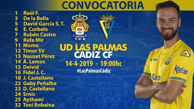 Lista de 18 convocados de la UD Las Palmas (Foto: UDLP).