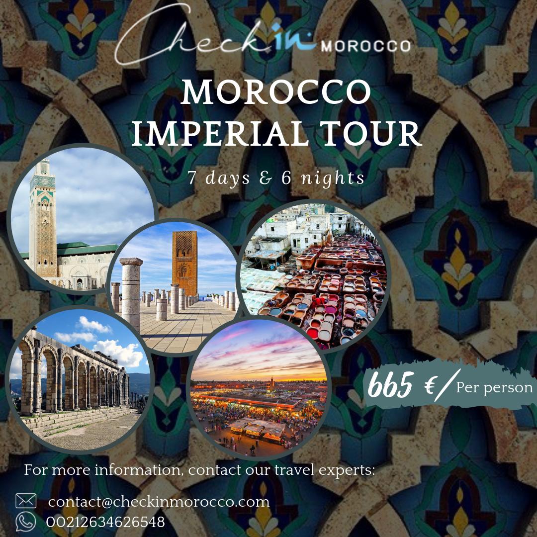 CheckInMorocco's tweet photo. #Checkinmorocco invites you on a 7 days Imperial Tour in Morocco, we will visit #casablanca #rabat #volubilis #meknes #fes and #marrakech,
contact@checkinmorocco.com
#travel #tours #holiday #visitmorocco #heritage #monuments #musuems #mosque #morocco #maroc #viajes https://t.co/3rWWBJaZ7L