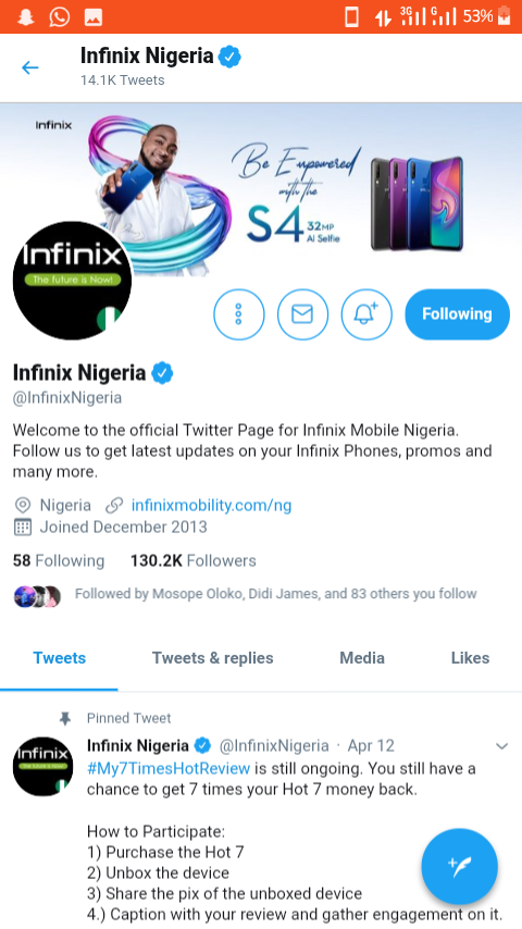 emski303's tweet photo. @iam_Davido @InfinixNigeria pray i get picked🙏
loved @InfinixNigeria from day one

#My7TimesHotReview #DavidoHot7 https://t.co/WEsSEqQXv1