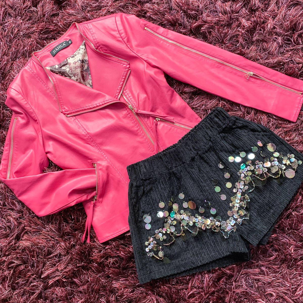 betherevolt's tweet photo. Pink leather and sequins corduroy is grounds for an epic Saturday. Tap to shop! Shop them here: https://t.co/hBwy49epAl #RevoltClothing #RevoltClothing https://t.co/Ag3uR1eaeh