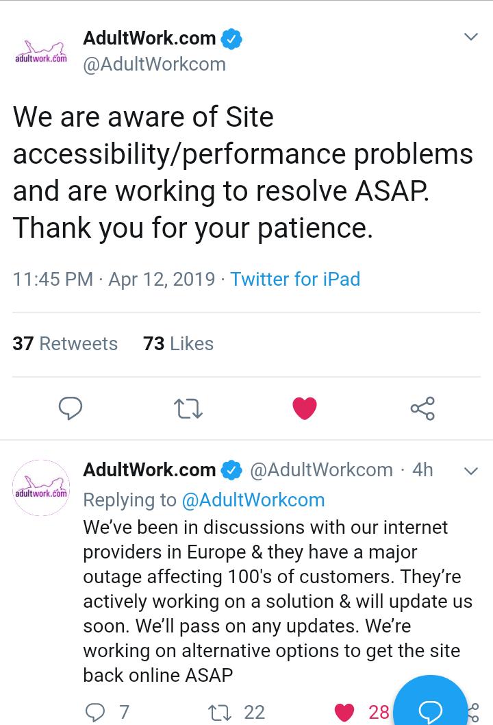 MissMaryxxx's tweet photo. @GoddessDommelia @AdultWorkcom @VictorAdultWork @mark_hassell @AdultWorki Yeahh I'm hoping it's up and running soon as well, all my session plans are in there. Someone said it's happened before for 4 days a few years ago. Damn right it's kicked my ass into backup plan mode :') https://t.co/3T2VlO2teh