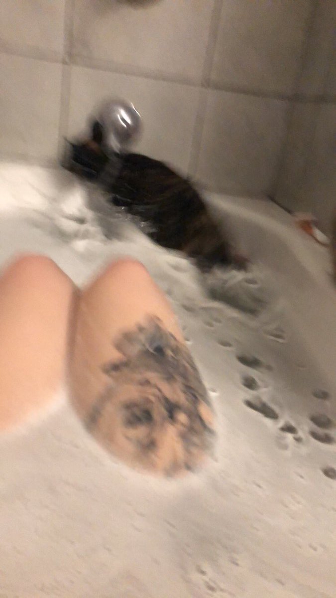 sdawn_e's tweet photo. I tried taking a cool picture of my cat on the tub edge with me.... https://t.co/y1GQbKJSmx