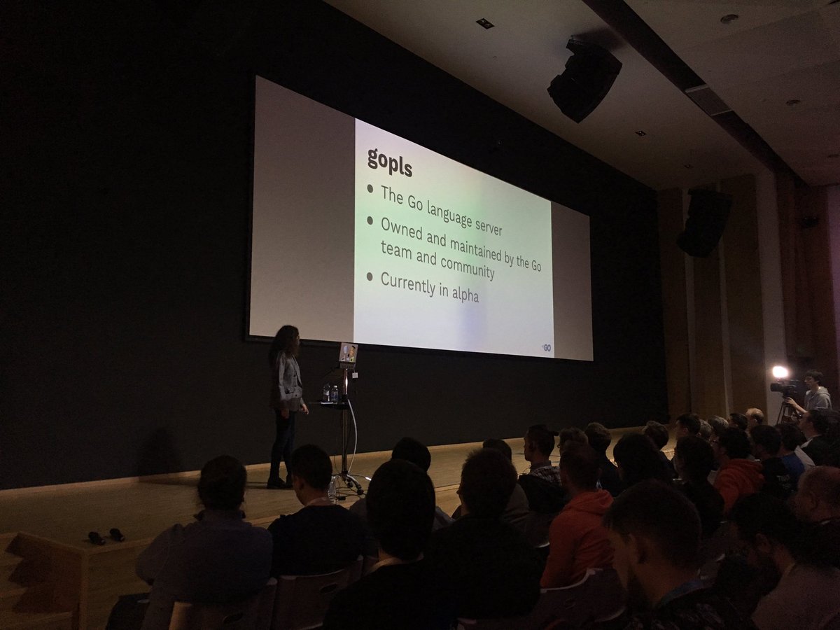doramilitaru's tweet photo. “We’ll stop breaking your editor tooling every time we release Go” // great editor support for Go is coming — introducing gopls, built atop of LSP @stamblerre #GopherConRu https://t.co/rwOLWmgcSc
