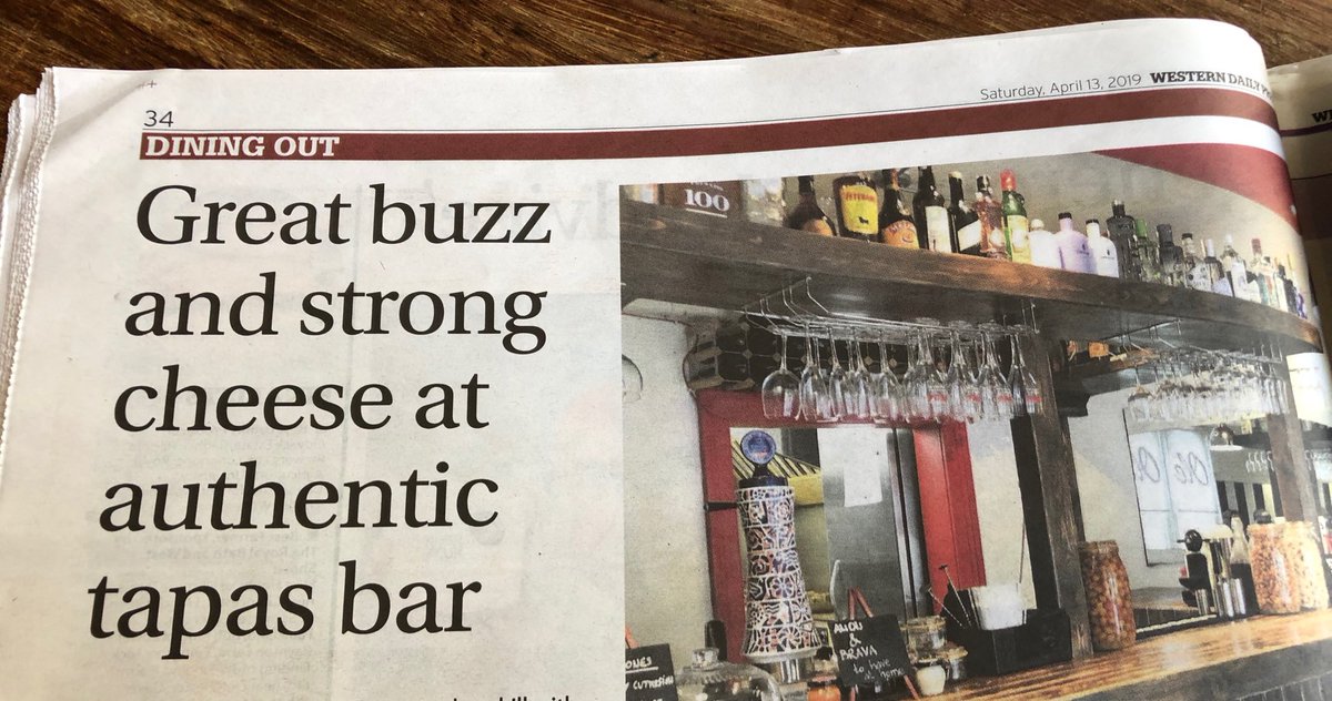 Review of ⁦<a href="/Ole_TapasUK/">OleTapasUK</a>⁩ Bath in today’s ⁦<a href="/WesternDaily/">Western Daily Press</a>⁩ #buyapaper