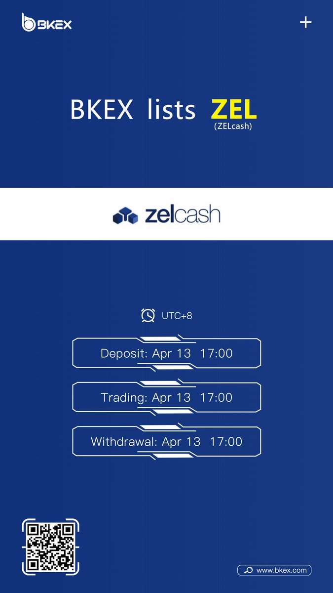 BKEXGlobal's tweet photo. BKEX will list ZEL(ZelCash) @Zelcash BKEX will open ZelCash(ZEL)`s deposit and withdrawal on Apr 13 at 17:00(Singapore time), and open the ZEL/ETH transaction.#BKEX #BTC #crypto
Welcome the ZEL holders to transactions at BKEX.
ZEL official website: https://t.co/TO74WyQaLc https://t.co/B2F0k32LxE