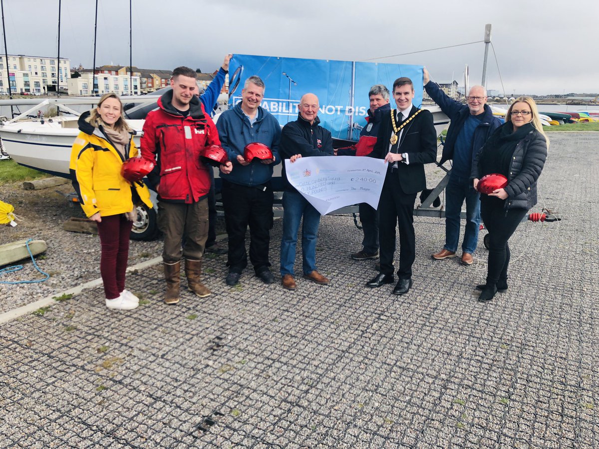 Leightonrowland's tweet photo. Was a honour to give a cheque to Celtic Capability Sailing to purchase safety helmets.  These helmets will aid them in committing to their high safety standards and protect vulnerable people during their sailing experiences with them #sailing #safety #capabilitynotdisability https://t.co/HrJEBgo6LC