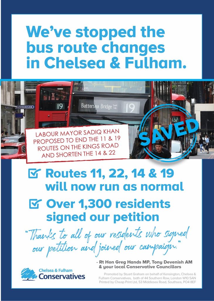 When we launched our @KCFConservative campaign to #SaveOurBuses last year, I seconded a motion at Full Council setting out @RBKC’s position. 

Proposed cuts would have disproportionately affected the young, the elderly and the frail. Delighted that @TfL listened to our concerns.