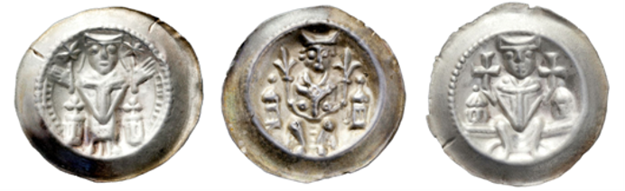 DoktorBonhoff's tweet photo. In #Germany and Eastern Europe #renovatio #monetae occurred once or twice per year. Between issues, the main design of the coin changed, whereas the monetary standard remained the same. Three #bracteates from #Hildesheim Anonymous #bishops 1240-60. #Verrufung #Bracteate #Brakteat https://t.co/ApnVXZVxxi