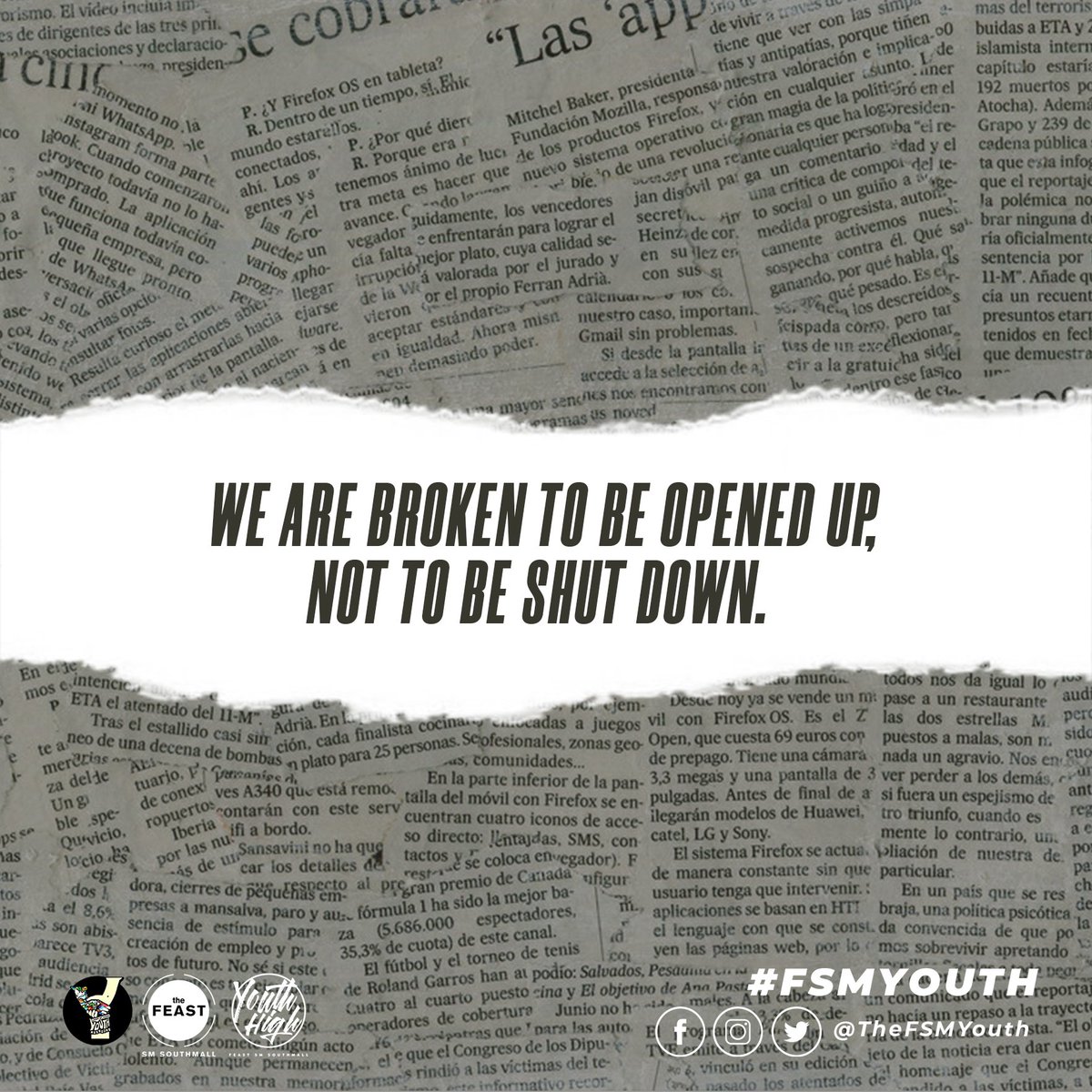 thefsmyouth's tweet photo. We are broken so that we'll be able to blossom where we are planted and not to be despised.

Everything that is happening to you right now has a purpose and you are not meant to be alone. You don't have to face it alone...

#FSMYouth
#LOJYouthAlabang https://t.co/t8DQH8jg9d
