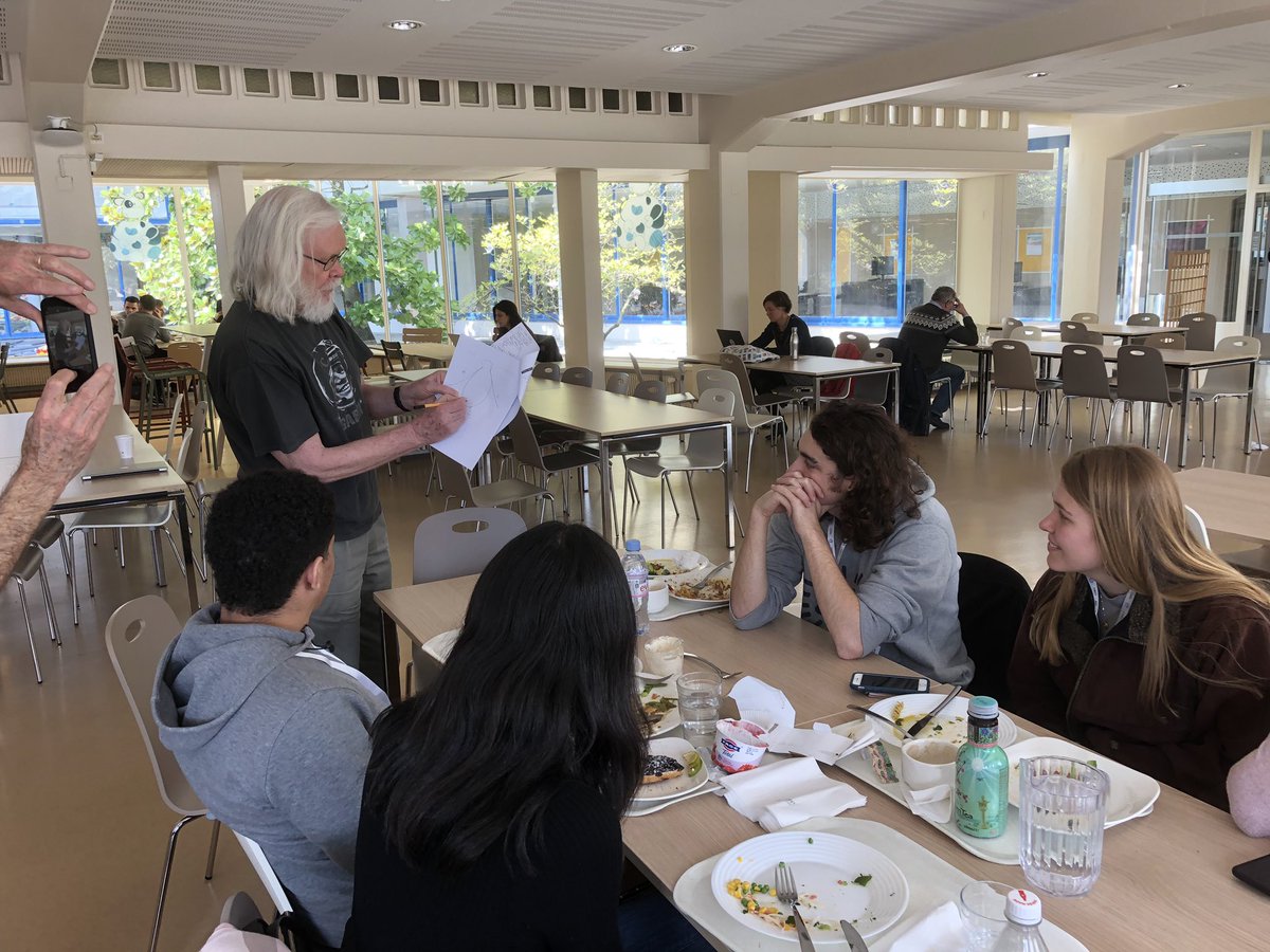 kratsg's tweet photo. Bring a #Deaf #particlephysicist is hard work. Big data, tight deadlines. But sometimes there are moments at CERN when you get to have lunch with Fabiola Gianotti and watch John Ellis draw you a penguin. @CERN @ATLASexperiment https://t.co/BsxAGXOtjp