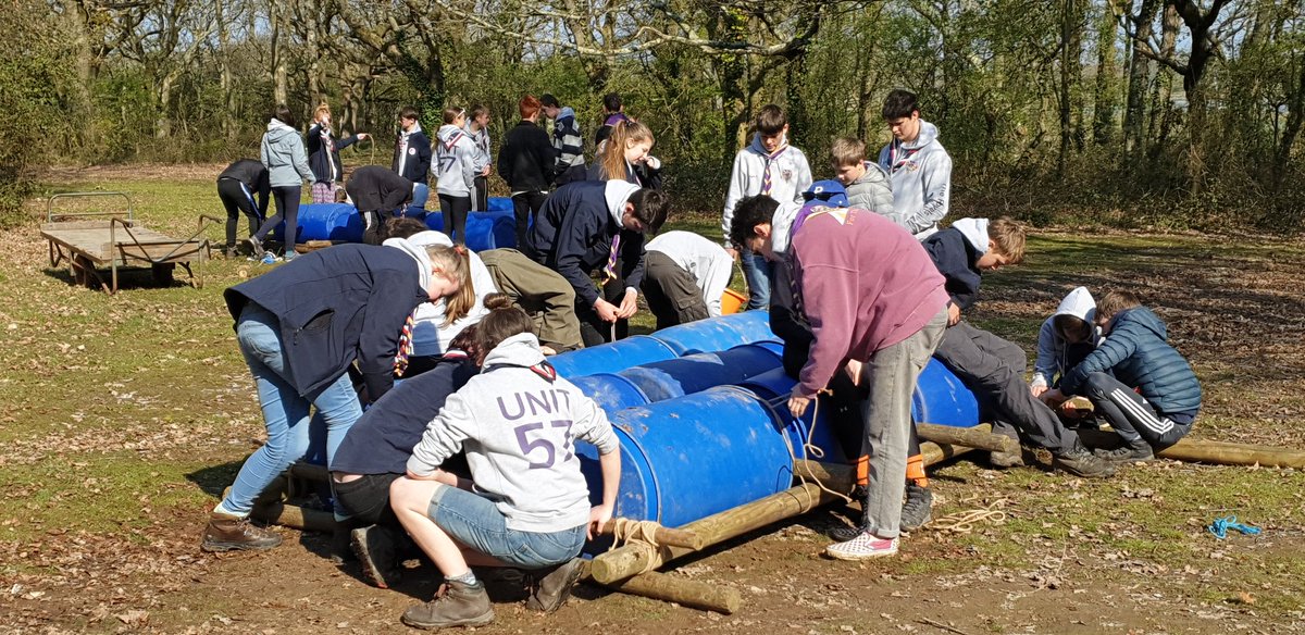 WSJUnit57's tweet photo. @ukcontingent @HampshireScouts Is 99 days enough time to paddle to the US for Unit 57? Not sure the rafts will make the jetty......#skillsforlife #WSJ2019 https://t.co/BMdDtRlf4O https://t.co/aHTuwV4xwm