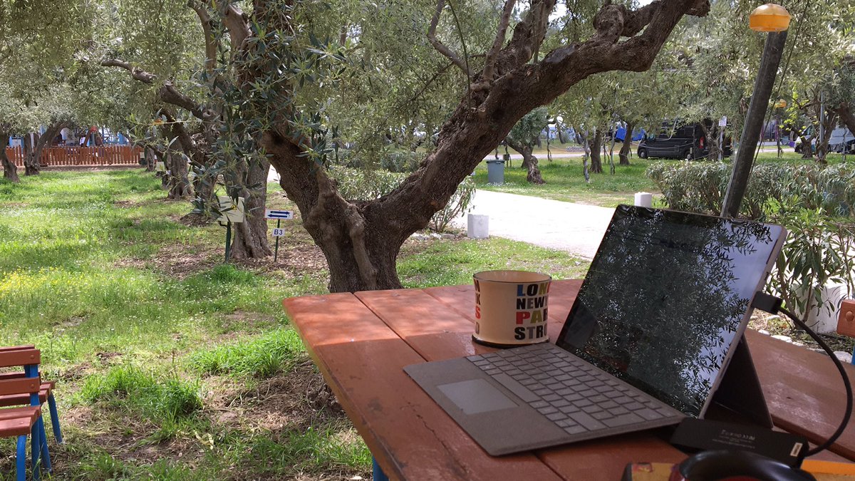 Today’s office at campsite in Gytheio, Greece. Living the dream 😂