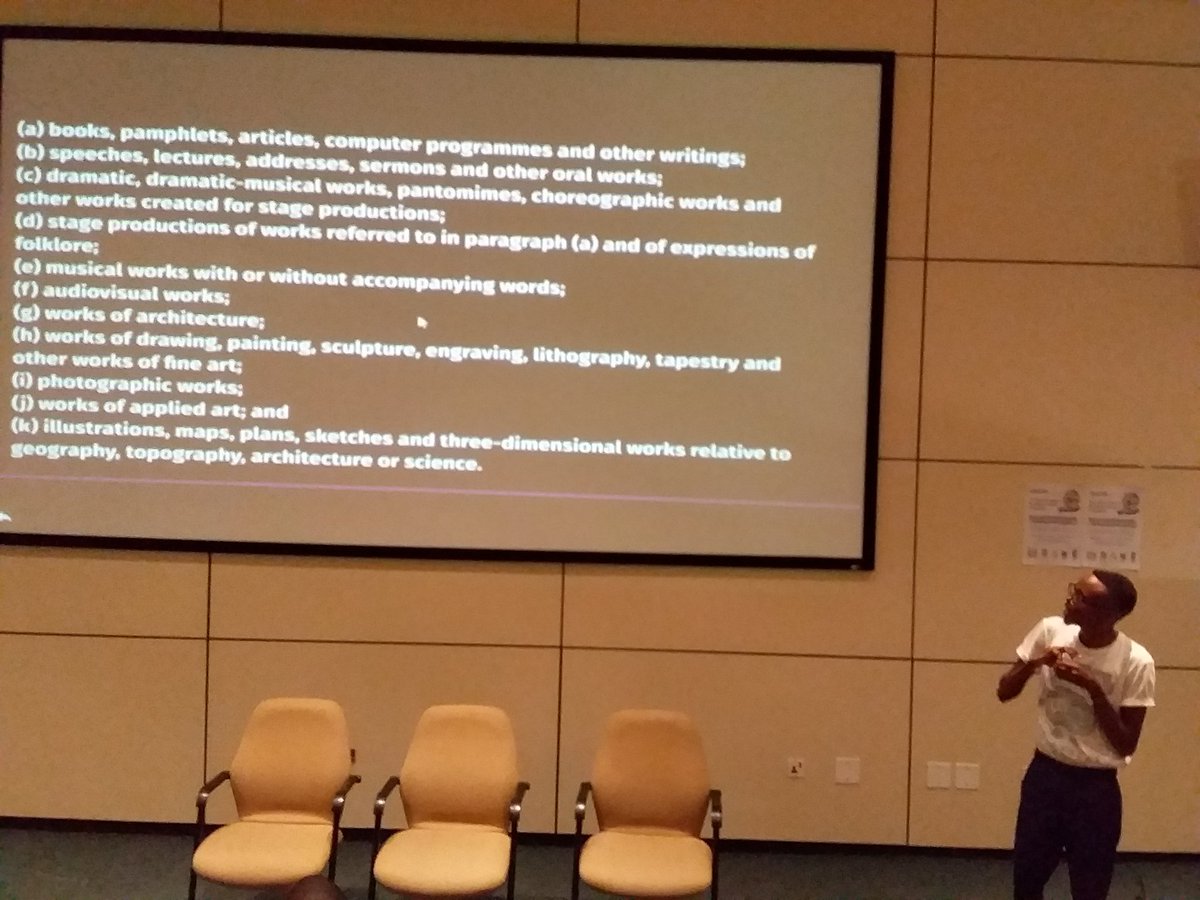 DMCB_BW's tweet photo. @EminentGrey has now taken centre stage on Intellectual Property and the Creative Economy: Know Your Rights.
#Creative411 https://t.co/BsECErOfO7