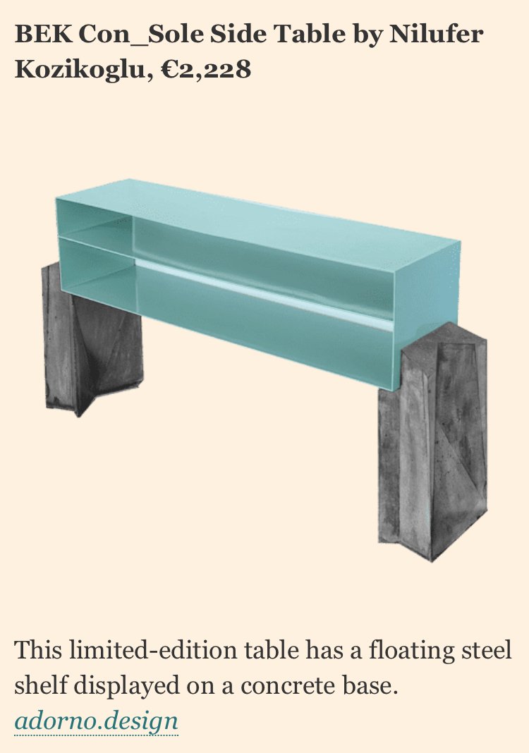 urbanatolye's tweet photo. BEK Con_Sole Financial Times / Interiors bölümünde bir grup seçki içinde yeraltı / BEK Con_Sole is in a group of selection by Roddy Clark for FT. 
##designfocusedimpactaware Adorno - Curated Collectible Design @nikoz @urbanatolye @FT #concretedesign #interiordesign #design https://t.co/NHgvXKhbhM