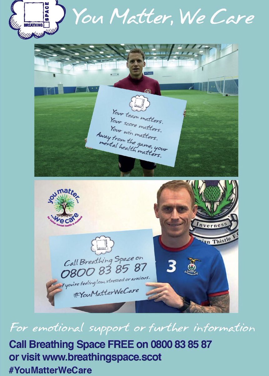 It’s the @WilliamHill @ScottishCup Semi Final weekend @Hampdenpark. Thank you to @JamTarts and @ICTFC for supporting our #BreathingSpace campaign #youmatterwecare Best of luck to both teams, hope you all have a great day... ⚽️ @NHS24 @PFAScotland ✋🏽