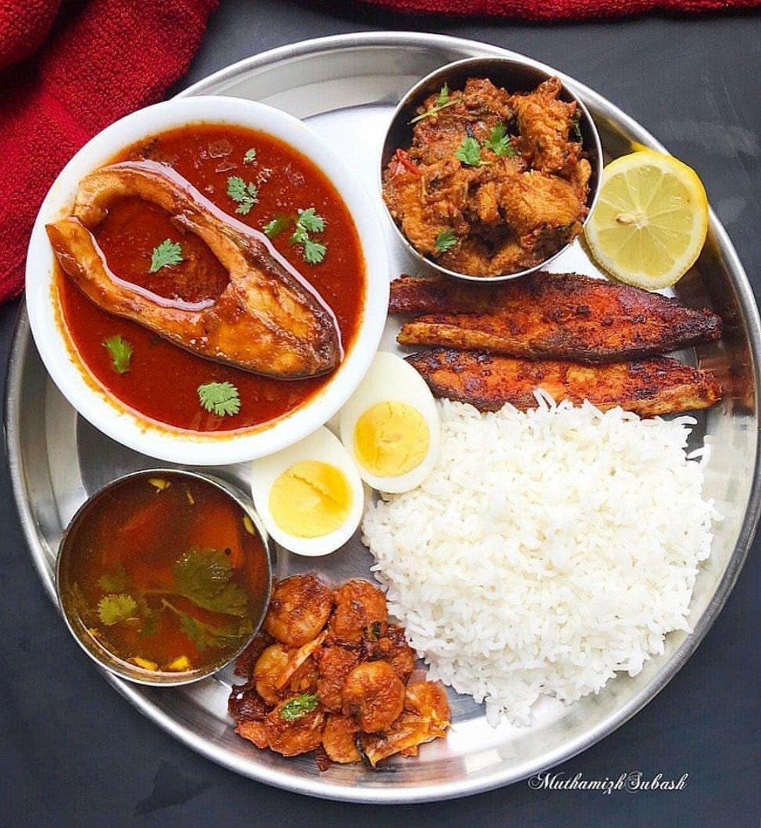 Delicious kerala style fish curry with rice .... 