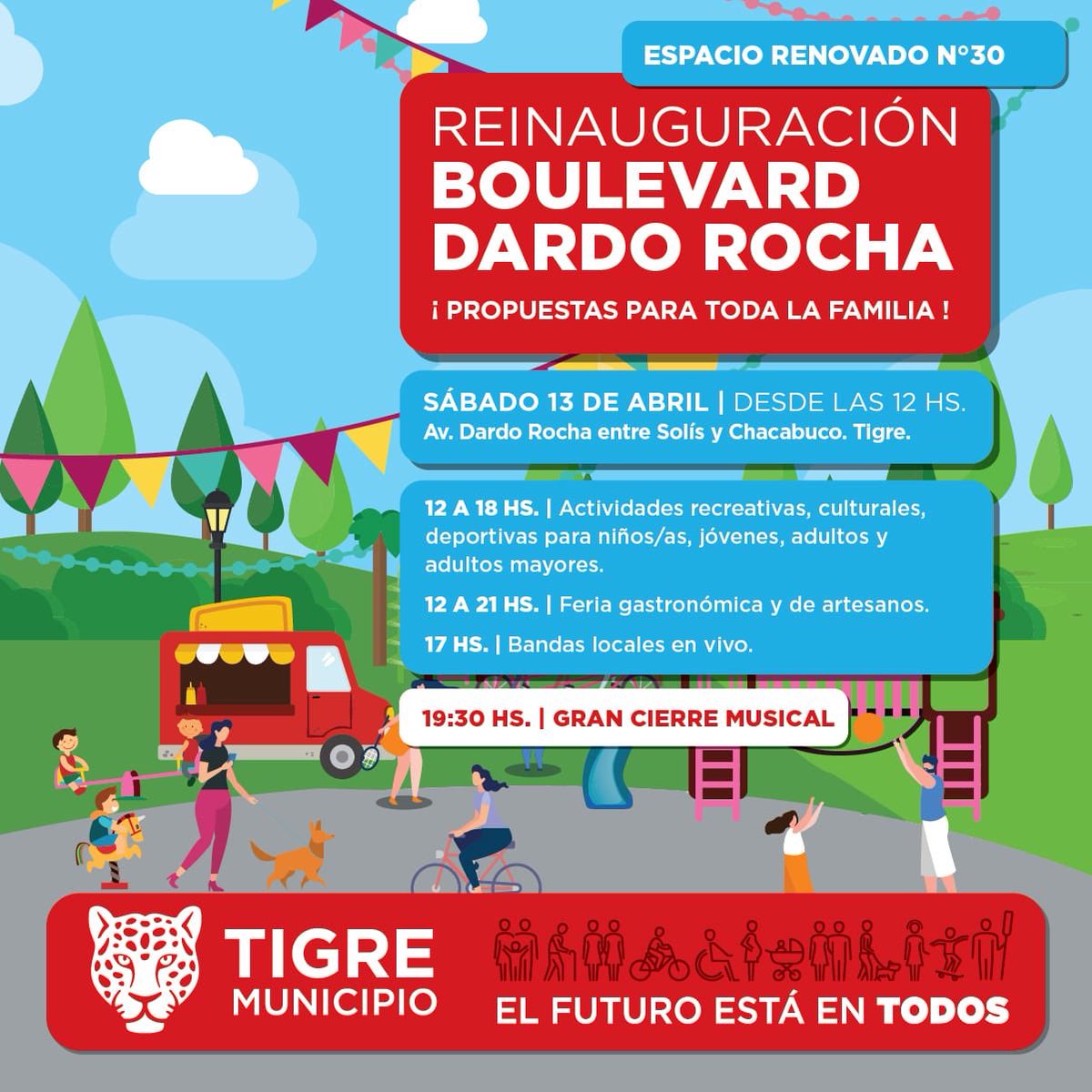 Alemancg23's tweet photo. #Tigre #BuenSábado #Hoy Acompañamos al Intendente @ZamoraJulio en la Renovacion y puesta en valor del Boulevard Dardo Rocha. Nuevos juegos para niños #Musica #Show en vivo #COT #ElFuturoEstaEnTodos Totem de Emergencias #prevencion @MunicipioTigre @EduardoFeijoo https://t.co/a2VAMXQ7hI