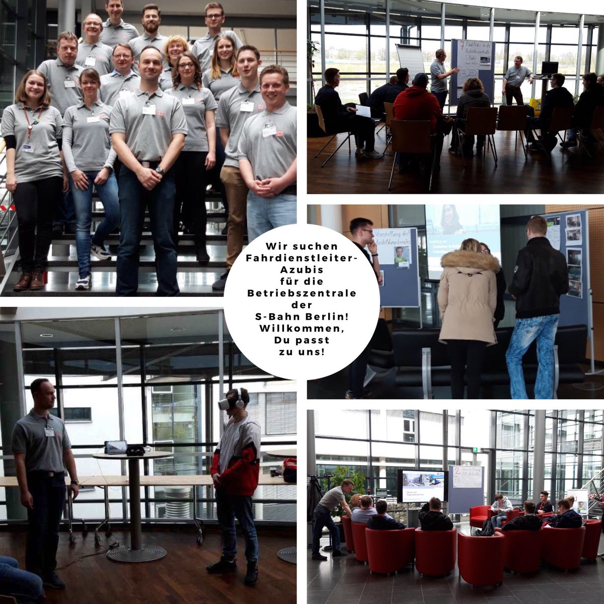 CMKoffnit's tweet photo. Du suchst eine spannende Ausbildung und willst dabei eine ganze Stadt bewegen? Wir bieten Ausbildungsplätze zum Fahrdienstleiter in der Betriebszentrale der S-Bahn Berlin! Heute gab’s Einblicke in den Alltag und Simulationen per VR-Brille! #dbkarriere #ausbildung2019 https://t.co/smBSTshfIk