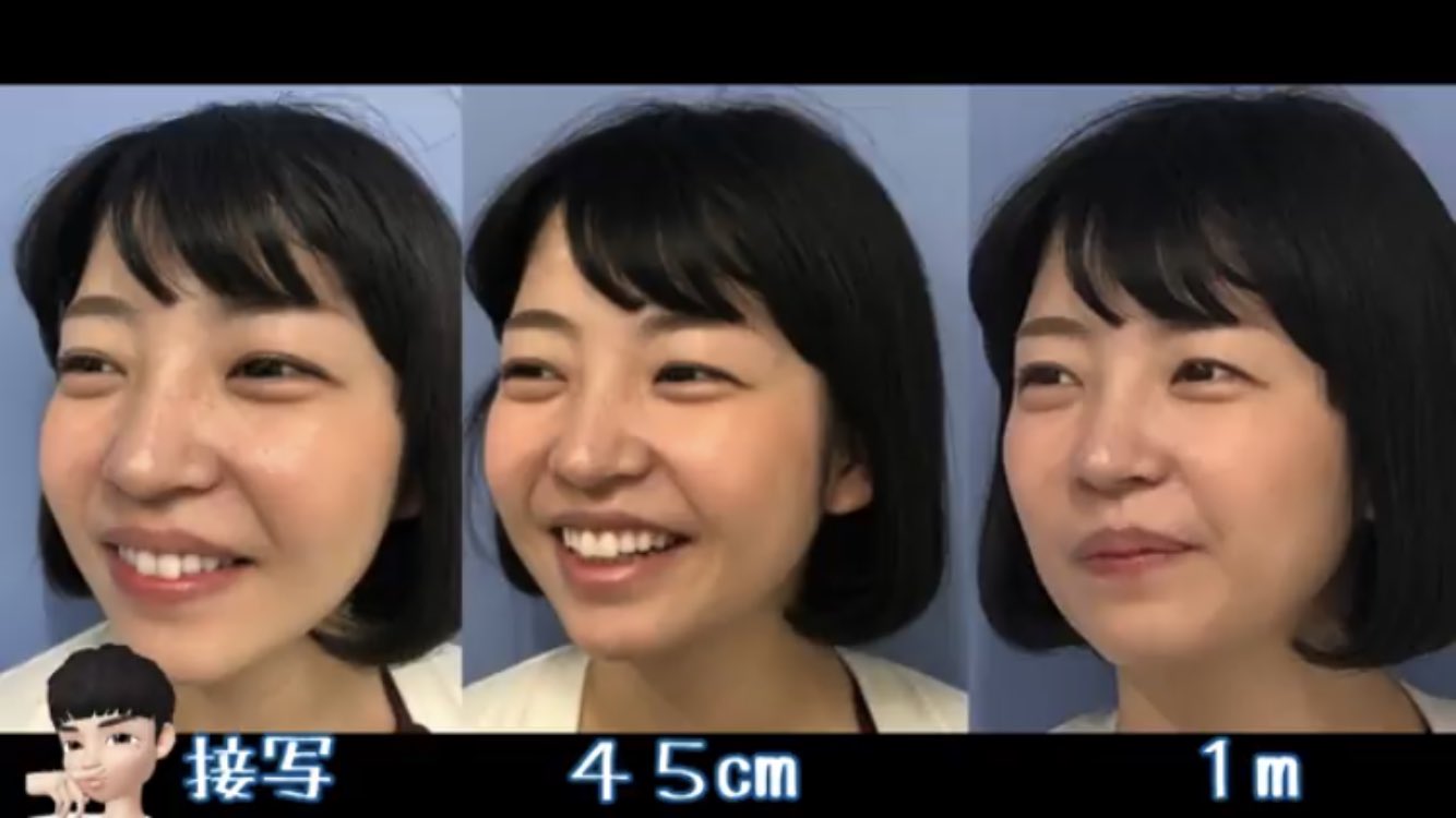 まいめろ 鏡で見る顔と写真に写る顔は何故違うのか という質問に対して 携帯のカメラは歪むから だそう 同じiphoneで近くで撮った写真 離れて拡大して撮った写真でこんな顔が違うことに驚いた T Co 3du1fgvmef Twitter