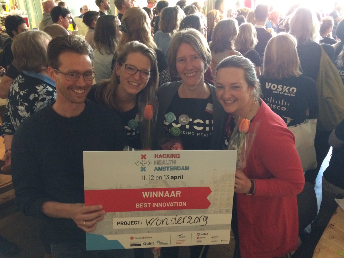 AnnekeMels's tweet photo. Met ons team WonderZorg de Innovatieprijs op @HackingHealthNL in Amsterdam gewonnen! https://t.co/5Ep8M3D2lp