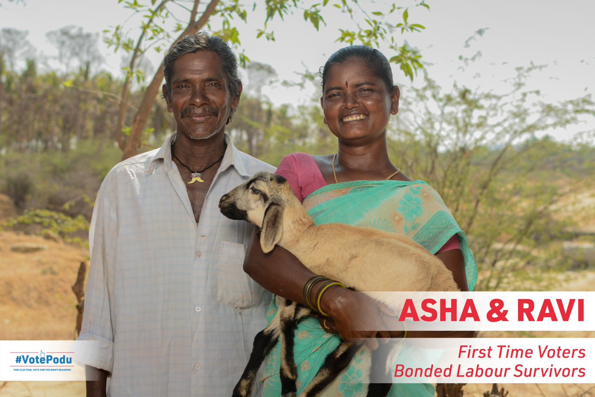 shout4freedomtn's tweet photo. Asha & Ravi are happy they are free! Eager to vote for the first time, they want a leader who will do good to them. #IndiaElections2019 #VotePodu #VoteKar #LokSabhaEelctions2019 #VoteForIndia #shoutforfreedom #EndHumanTrafficking #EndBondedLabour #BondedLabour https://t.co/maXmoH0C9S