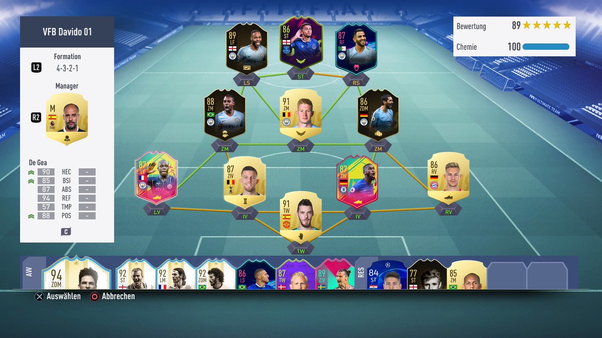 ItzDaveCave's tweet photo. #sheeshteam Hi, das ist mein team. Hab ca. 50k. KDB, De Gea, Kimmich, Alderweireld und Karnibals untrade #PS4share https://t.co/yJEPny4hs2
