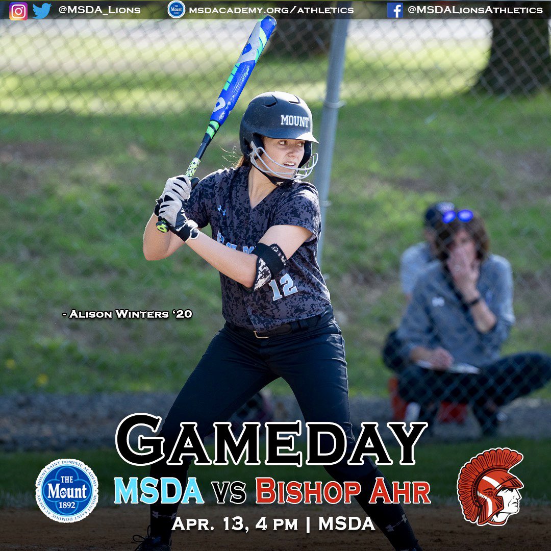 MSDA_Lions's tweet photo. #MountSB🥎 host Bishop Ahr at 4 pm (the fourth and final slate of games in the MSDA Softball Invitational) @Msdasoftball https://t.co/TXx5Ypx2WE