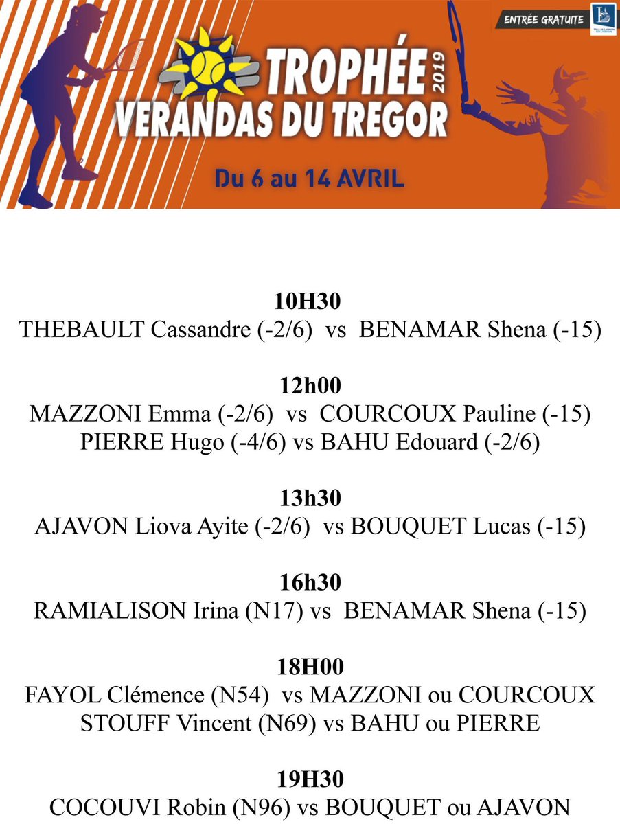 TropheeVdTregor's tweet photo. Les tableaux finaux du Trophée Verandas du Trégor! #lanniontennis #tennis #lannion https://t.co/bHRcWjdFzh