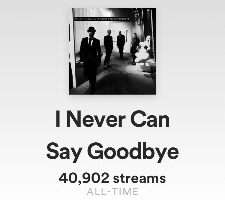 Our rendition of the <a href="/gloriagaynor/">Gloria Gaynor</a> all time banger "I Never Can Say Goodbye" well beyond 40k streams on <a href="/Spotify/">Spotify</a> 😃 open.spotify.com/track/25JxSiJx…