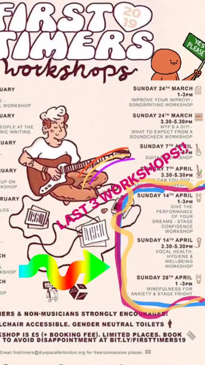 Tomorrow! Sun 14/4 from 1pm - 3pm Performance Anxiety Workshop🌝, followed by Vocal Health &amp; Hygiene Workshop from 3:30p - 5:30pm🎤at <a href="/diyspace4london/">DIY Space for London</a> : 🎟£5 tix or email us for cheap/free list tickets.partyforthepeople.org/events?q=First… #notaflof