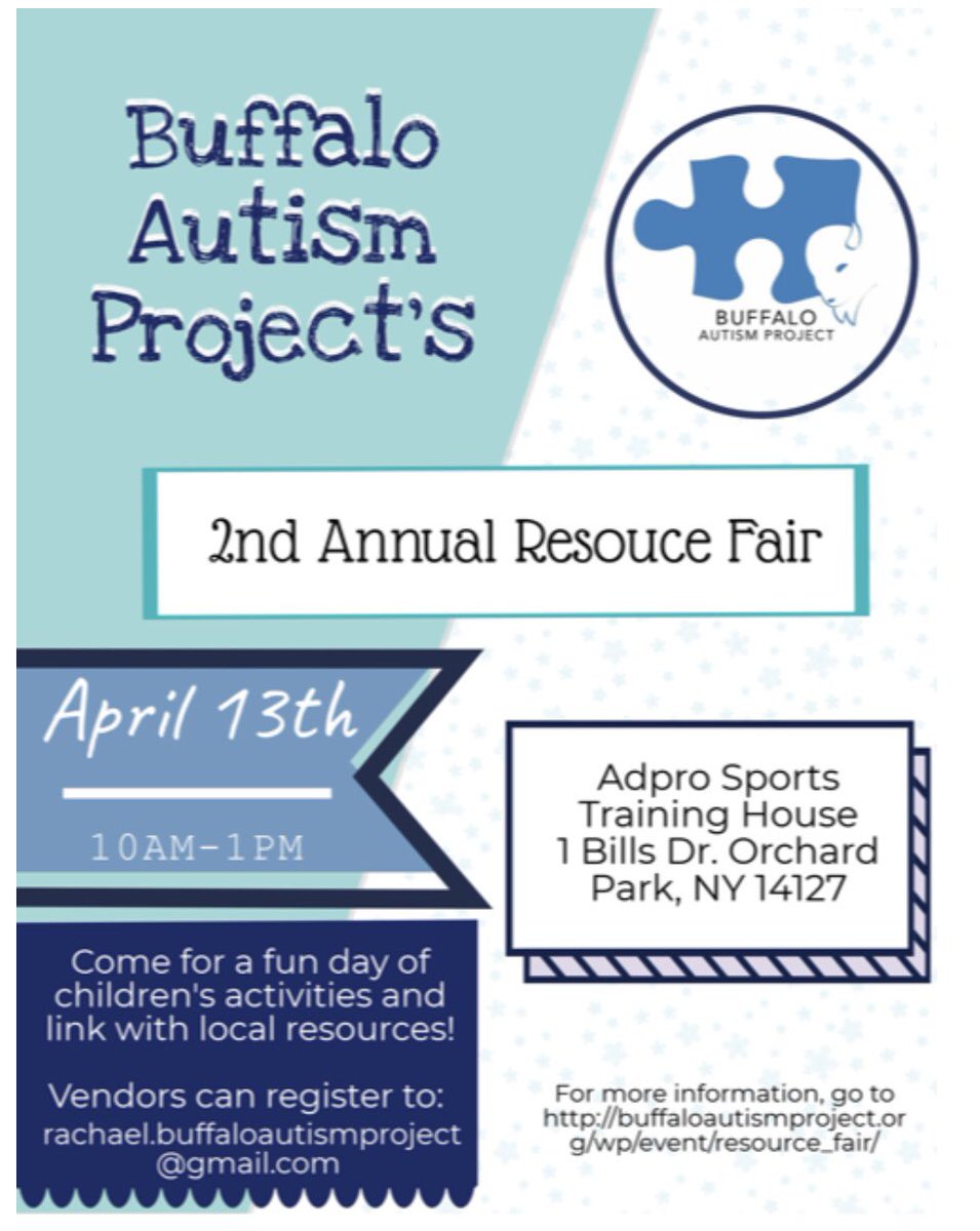 StudentSupAssoc's tweet image. Come out to the Buffalo Autism Project’s resource fair today - stop by our table and say Hi #collegesupport #ASD #AutismAwareness #aspergers #learningdifferences #learningdisabilities